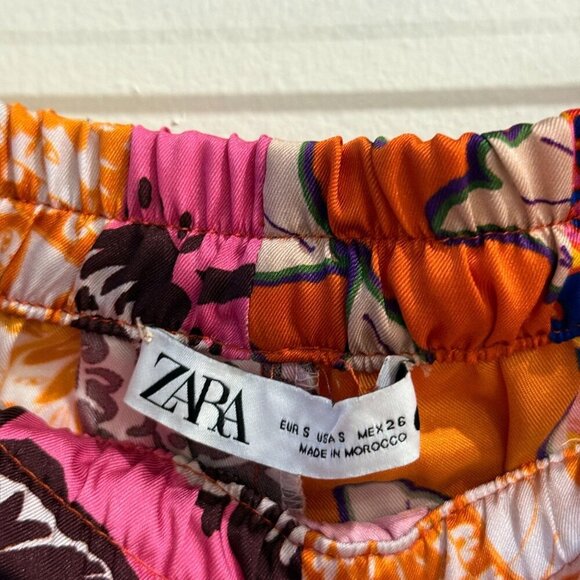 Zara Womens Paisley Floral Printed Elastic High Waisted Shorts Size S - Picture 6 of 9